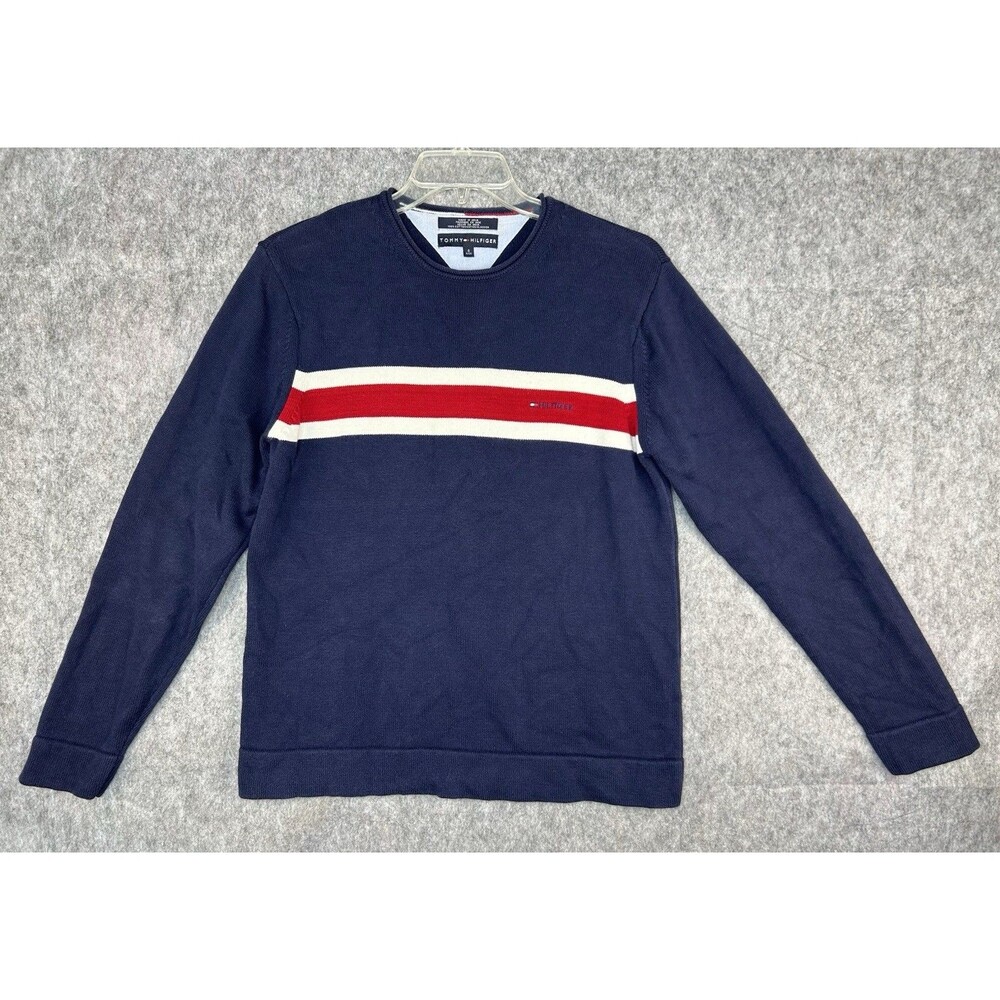 Tommy Hilfiger Sweater Men’s Small Red White Blue Roll Neck Embroidered Y2K
